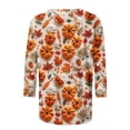 thumbnail image 4 of VKOYWKM Happy Thanksgiving Shirts for Women 3/4 Length Sleeve Womens Tops Pumpkin Graphic Tees Holiday Crew Neck Thankful Blessed T-Shirts Blouses, 4 of 5