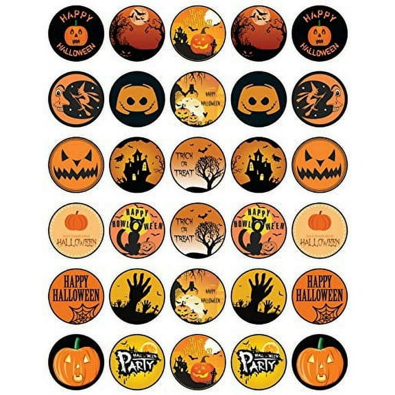Whimsical Practicality’s Uncut Halloween Edible Icing Image Cupcake Toppers on Wafer Sheet-30 per sheet-1.5 inch Round or Larger