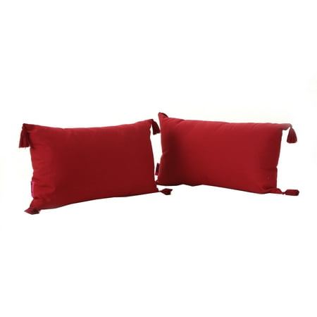 Noble Fabric Tassel Rectangular Throw Pillow, Set of 2,