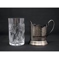 thumbnail image 2 of Combination of 6 European Cut Crystal Drinking Tea Glasses W/metal Glass Holders "Podstakannik" for Hot or Cold Liquids, 2 of 7