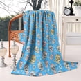 thumbnail image 2 of Blue Skull Floral Pattern Blanket,Comfortable Soft Lamb Wool Throw Blanket,All Season,Warm Lightweight Blankets for Sofa Bed Couch Living Room Chair,50"x60", 2 of 4