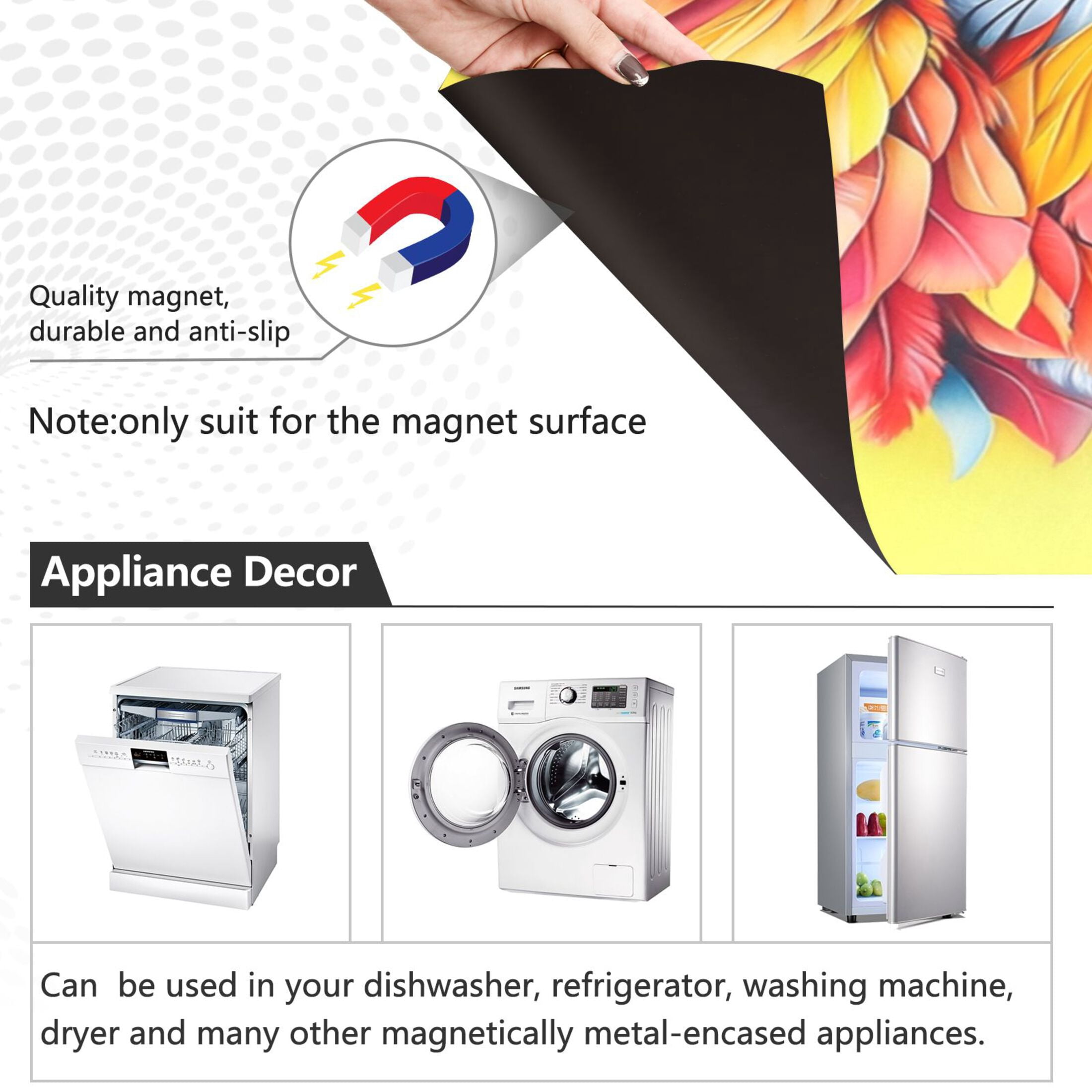 Dishwasher Magnetic Sticker 23x26 Inch Refrigerator Magnetic Sticker Washing Machine Magnetic Sticker Kitchen Panel Magnetic Sticker Home Decor A Large Colored Parrot