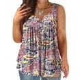thumbnail image 2 of up to 60% off Gifts Usmixi Womens Tank Tops Fashion Button up Pleated Henley Shirts Plus Size Lightweight Belly Tunic Vest Summer Trendy Floral Print V-Neck Sleeveless Shirts Blouse Wine XXXXXL, 2 of 5