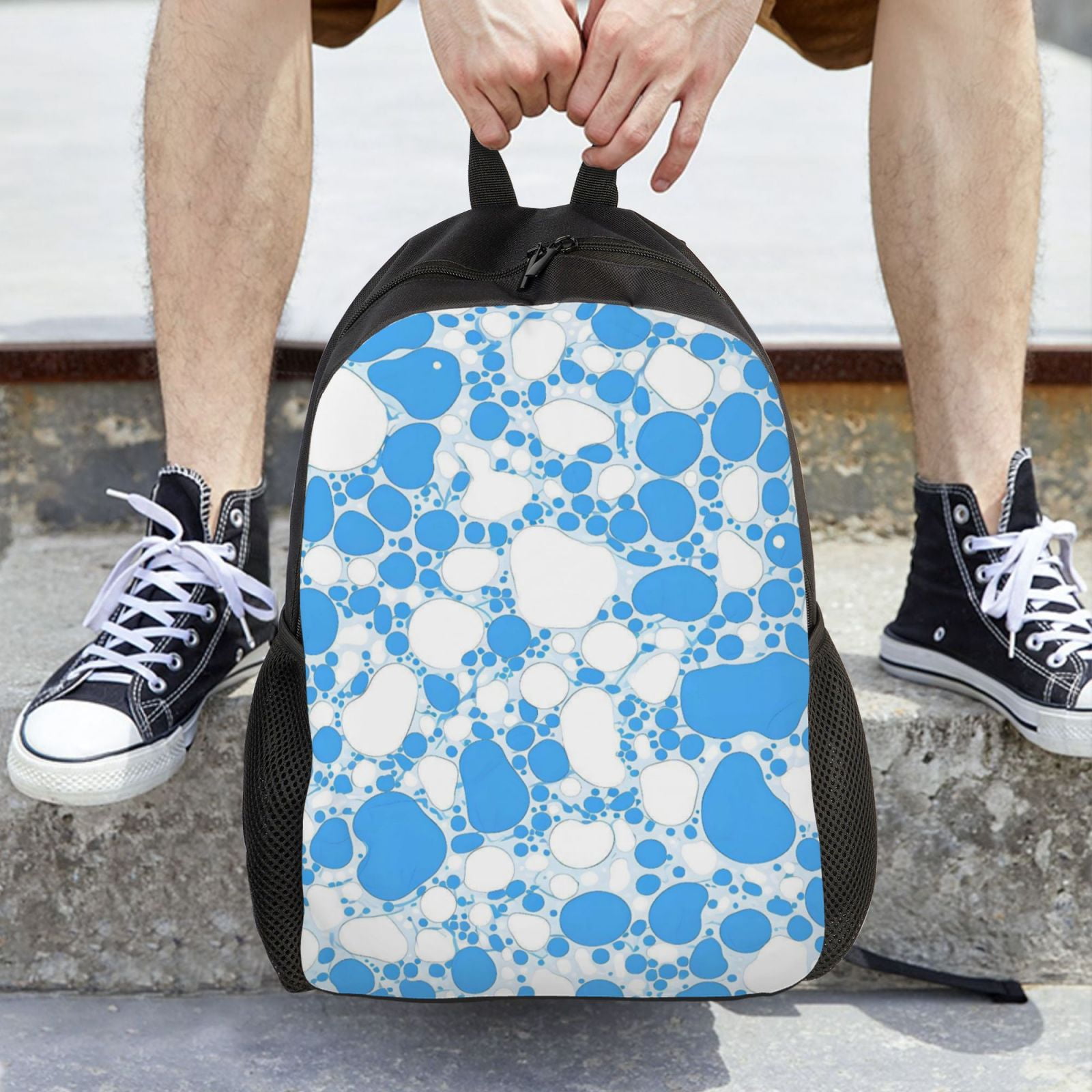 Single Side Full Backpack 16.1×11.8×4.5in Large Capacity Breathable Shoulder Belt Leisure Simple And Strong Bearing Capacity Milk Cow Skin Print Style Powderblue_4