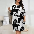 thumbnail image 2 of Cute Ghost Pattern Black And White Sleepshirts For Sleeping Travels Loose Sleepdress Pajama Dress Soft Nightdress Sleepwear, 2 of 7