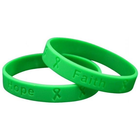 Bulk Green Awareness Silicone Bracelets (25 Bracelets)