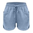 thumbnail image 4 of Abcnature Plus Size Shorts, Womens Athletic Shorts, Women Summer Drawstring Elastic Waist Casual Solid Shorts, Short, Comfy Beach Shorts, Yoga Pants, Cycling Sport Shorts Blue XXL, 4 of 4