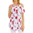 thumbnail image 3 of Hibeli Women Floral Paisley Print Summer T Shirts Cold Shoulder Tunic Top Blouse, 3 of 7