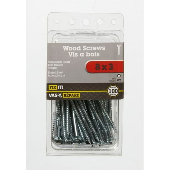 8x3" Flat Head Wood Screw 100 Pieces, Used in place of nails for superior holding power and where disassembly is required.