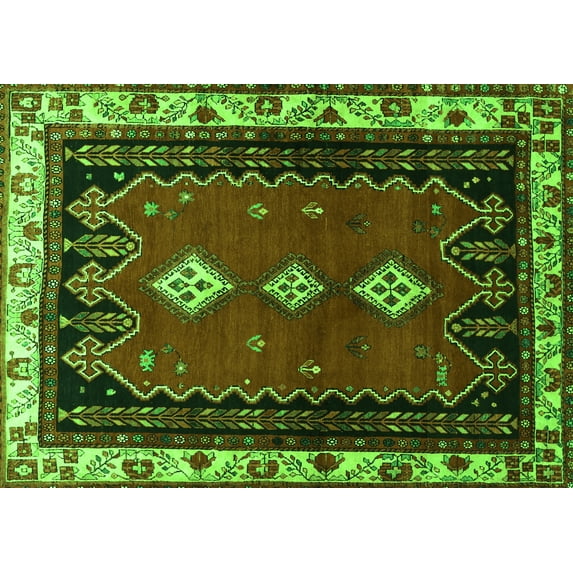 Ahgly Company Indoor Rectangle Persian Green Traditional Area Rugs, 8' x 12'