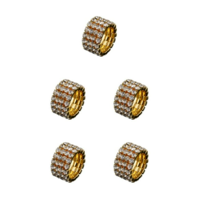Guardoinrt Exquisite Inlaid Ring Durable Alloy With Shimmering Diamonds For Luxurious Feel golden 4 rows 5Set
