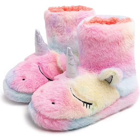 

Rainbow Unicorn Slippers/Cute Fluffy Girls Slippers/Cozy Plush Indoor Outdoor Women Slippers/Best Unicorn Gifts