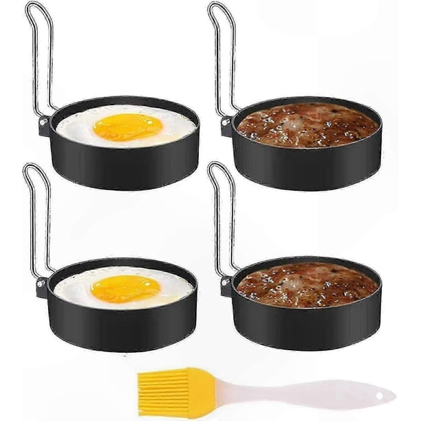 4-Piece Non-Stick Egg Rings for Frying Eggs, Pancakes, Omelettes, and Crumpets