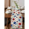 thumbnail image 4 of Blue Red Spring Floral Table Runner Cotton Linen 120 Inch Holiday Dresser Scarves, Watercolor Botanical Flowers Rustic Tablerunner for Kitchen Coffee Dining Bedroom Dinner Scarf Décor 13''x120'', 4 of 9