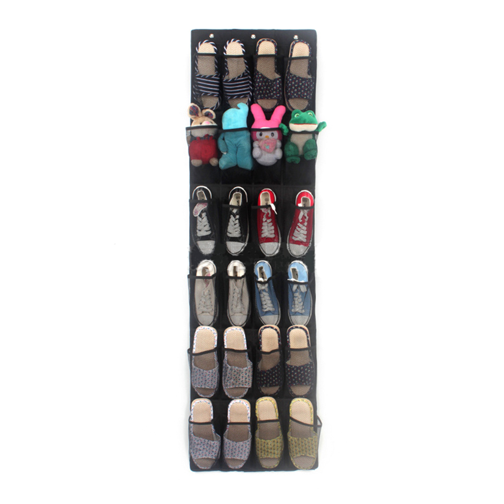 24 Pockets Door Hanging Shoe Organizer Over The Door Mesh Storage Racks Closet Hook Hanging