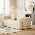 thumbnail image 7 of 72" Convertible Corduroy Sofa Bed,Folding Sleeper Couch with Two Side Storage Pockets & Two Cushions for Living Room,Bedroom,Beige, 7 of 7