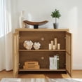 thumbnail image 2 of Hassch Rattan Storage Cabinet with 2 Doors, 39.4" Coffee Bar Cabinet with Outlet Holes, Buffet Sideboard for Living Room, Dining Room, Entryway, Natural, 2 of 7