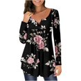 thumbnail image 2 of ICHUANYI Clearance Women Loose Casual Button Printed Large Long Sleeved Top(Black, M) ICHUANYI WER2023081513221, 2 of 6