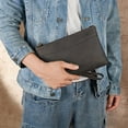thumbnail image 4 of Sac Pochette Rétro pour Homme - avec Dragonne - Sac à Main en Cuir Véritable de Cheval Fou - Portefeuille Long Grande Capacité en Cuir de Vache Pleine Fleur, 4 of 7