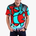 thumbnail image 2 of Lsque Geometry Dash Pattern Golf Shirts for Men Dry Fit Print Moisture Wicking Performance Short Sleeve Polo Shirt-Small, 2 of 7
