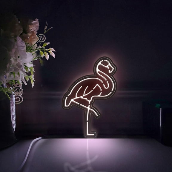 Flamingo Led Light Box, Dimmable Neon-Like Light Signs USB Power for Wall Decor Bedroom Decoration, Static Light (WxH) 6"x9"