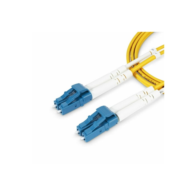 StarTech.com 3m (9.8ft) LC to LC (UPC) OS2 Single Mode Duplex Fiber Optic Cable, 9/125��m, Laser Optimized, 10G, Bend Insensitive, Low Insertion Loss - LSZH Fiber Patch Cord (SMDOS2LCLC3M) - Patch cable - LC/UPC single-mode (M) to LC/UPC single-mode (M) - 3 m - 0.1 in - fiber optic - duplex - 9 / 125 micron - OS1/OS2 - halogen-free, passive - yellow
