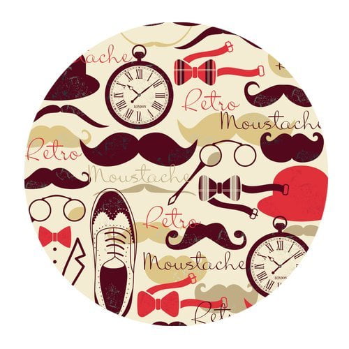 MKHERT Retro Life with Mustache and Pocket Watch Round Mousepad Mat For Mouse Mice Size 7.87x7.87 inches