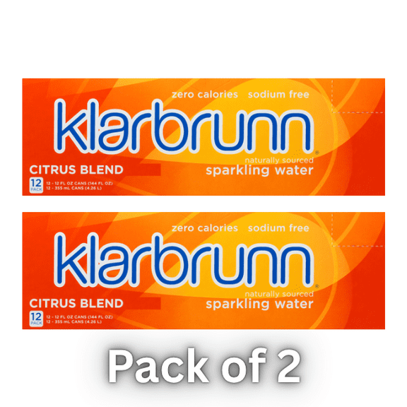Klarbrunn Sparkling Water, Citrus Blend - 2 x 12-Pack (12 fl oz Cans, Total 24 Cans)