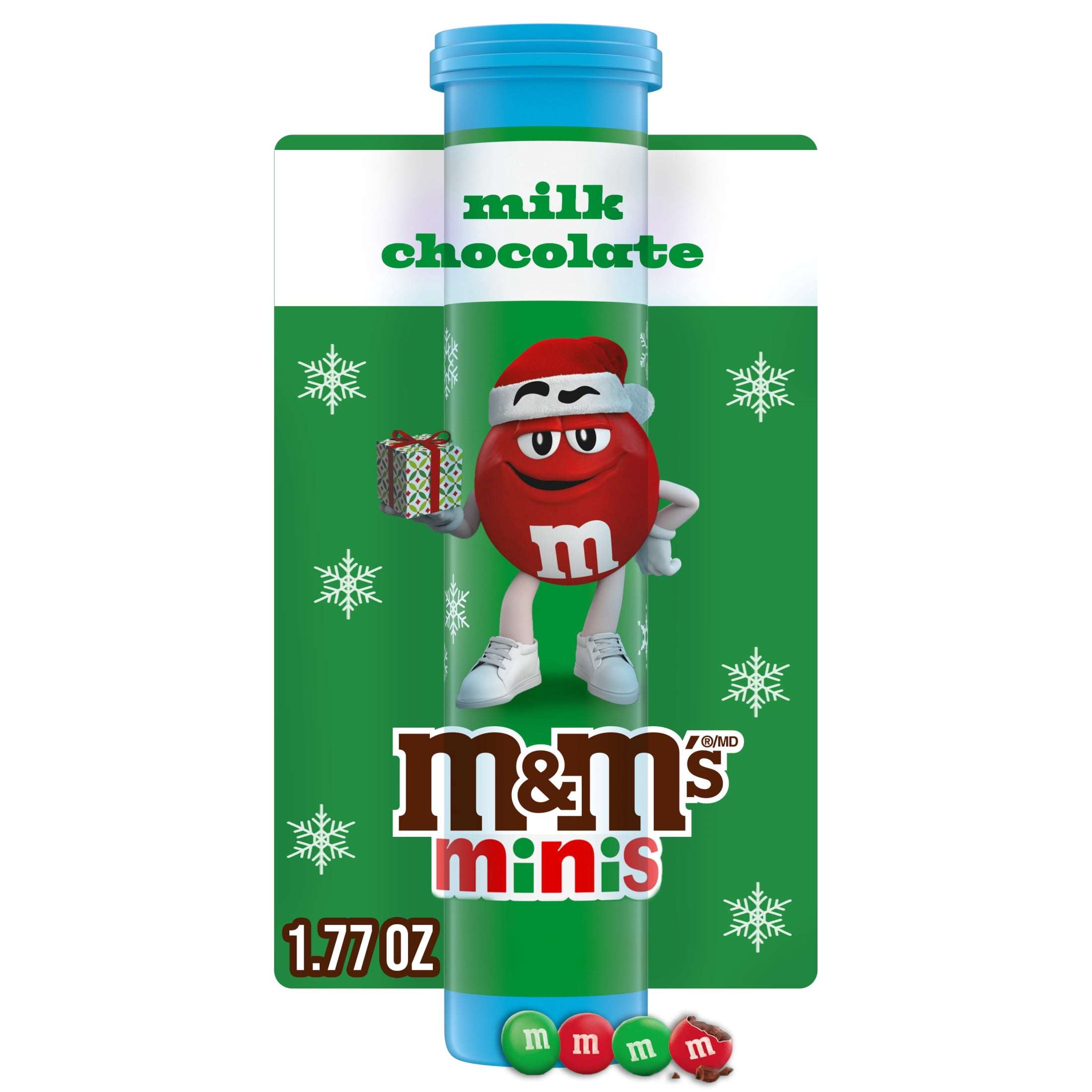 (2 pack) M&M's Minis Milk Chocolate Mega Christmas Tube - 1.77 oz