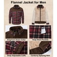 thumbnail image 4 of Xidunhg Men's Long Sleeve Sherpa Lined Shirt Jacket Flannel Plaid Fleece Coats, 4 of 13