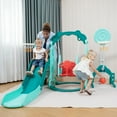 thumbnail image 4 of NYEEKOY 5 in 1 Toddler Slide and Swing Set, Indoor and Outdoor Kids Playset with Slide, Swing, Climber, Basketball Hoop and Ring Toss Game, Kids Slide and Swing Playground for Toddlers Age 1-8, 4 of 11