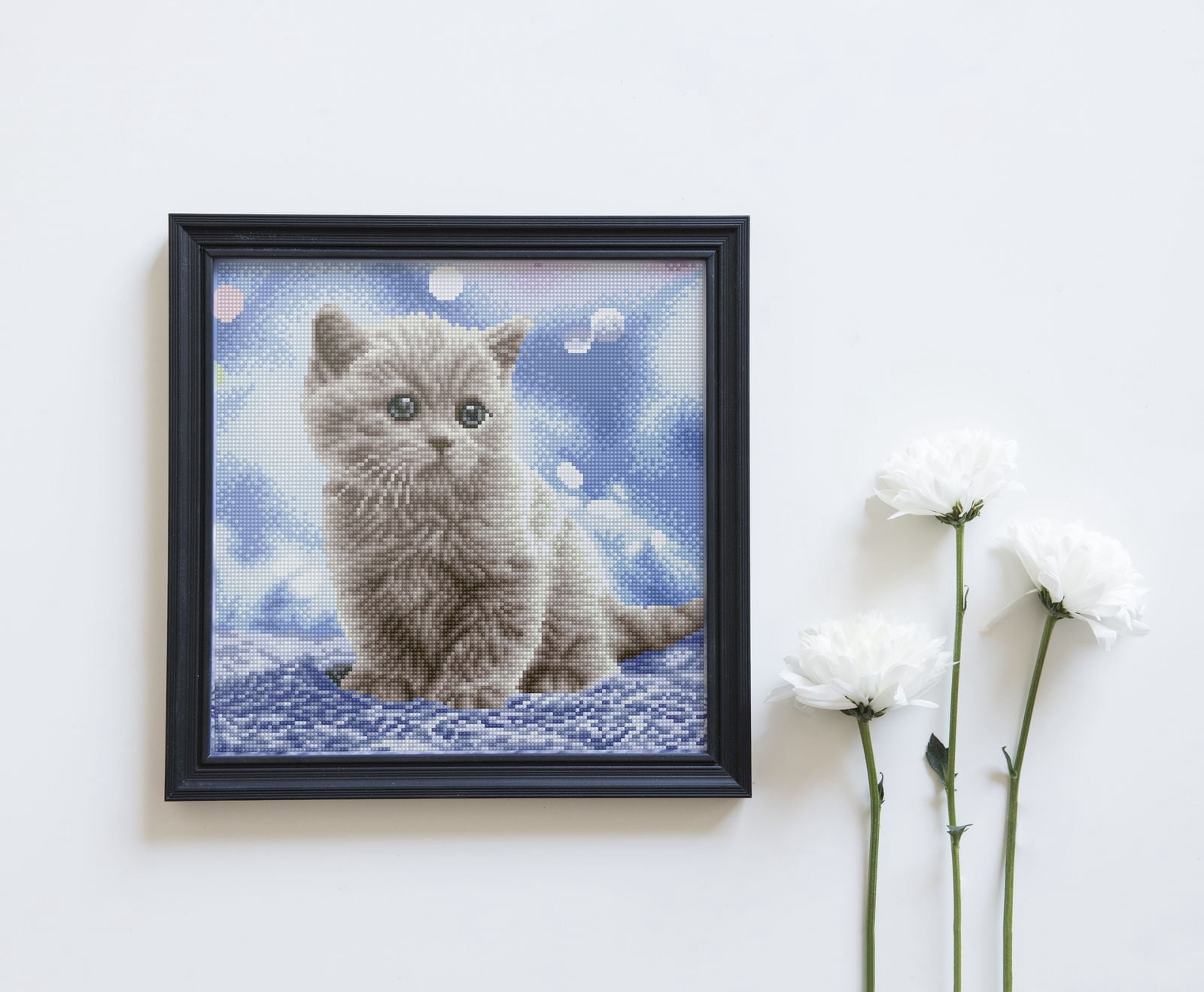 Diamond Dotz Bubbles - Pre-Framed Kit Cat Diamond Painting Kits for Adults - Diamond Art Kits a Relaxing Creative Craft Kit with Dotz Gems 13.5"x13.5"