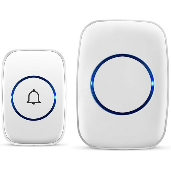 Wireless Doorbell, Waterproof Door Bell Kit, Distinguish Front and Rear Doors, Over 1000 feet Range and 60 Chime, 5 Levels Volume and LED Flash, for Home Office Classroom