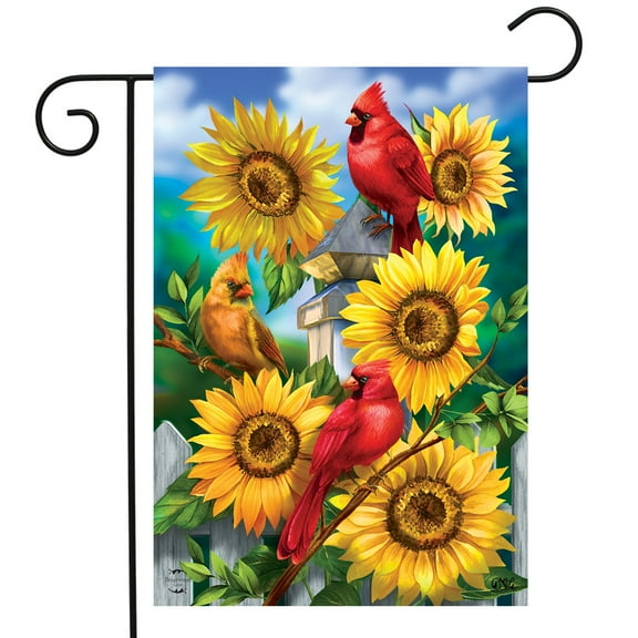 Briarwood Lane Cardinals And Sunflowers Summer Garden Flag