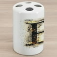 thumbnail image 1 of Letter B Ceramic Toothbrush Holder, Language Uppercase Wild Hot Blurry Effects Image Typography, Decorative Versatile Countertop for Bathroom, 4.5" X 2.7", Orange Black Tan, 1 of 4