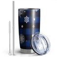 thumbnail image 2 of 20oz Tumblers Blue Christmas Snowflake Pattern Stainless Steel Vacuum Insulated Double Wall Travel Tumbler Cups Mug with Lid and Straw,Cleaning Brush for Cold & Hot Drinks, 2 of 7