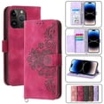 thumbnail image 1 of Flower Embossed Leather Wallet Case Compatible Samsung Galaxy S23 Ultra/s23 Plus/s23 With Wrist Strap, 1 of 4