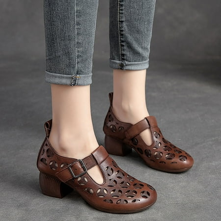 

Vedolay Ladies Sandals Womens Wedge Sandals Flower Low Heel Platform Summer Comfortable Shoes Brown 7.5