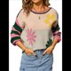 thumbnail image 1 of Suéter de Punto de Larga para Mujer, Otoño-Invierno, Moda Floral, Rayas, Cuello Redondo, Tops Tipo Jersey Verde XL, 1 of 10