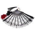 thumbnail image 4 of Abanico plegable de encaje gótico Lolita, abanico de mano negro, abanico victoriano portátil para fiesta de Halloween, cosplay, decoración de boda, espectáculo de baile, 4 of 7