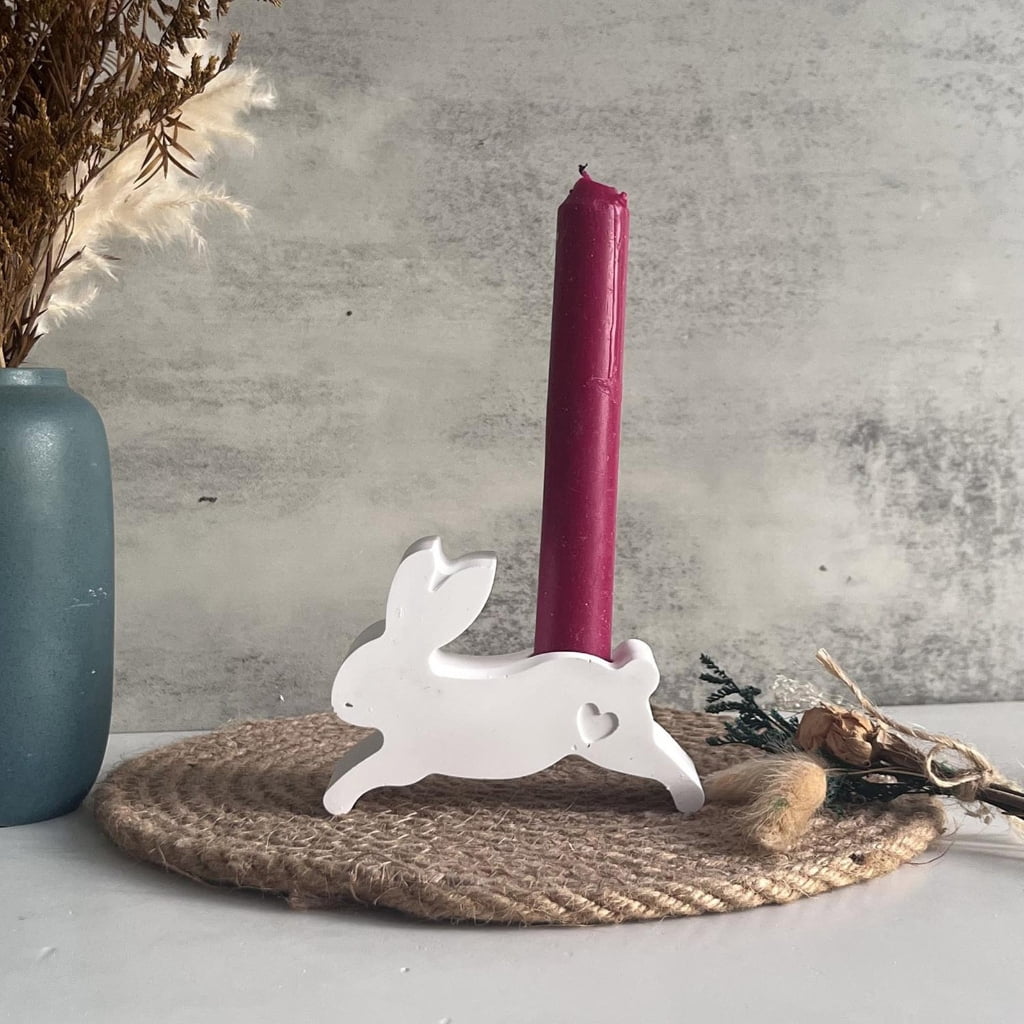 Aurgiarme Set of 3 Craft Molds Candle Bracket Molds Rabbits Shape Crafting Molds Candle Holder Molds for Home and Table Decorating