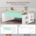 thumbnail image 6 of 63" Height Adjustable Executive Desk with Open Storage Shelves, Modern Computer Desk with Privacy Panel for Home Office, Bedroom, Living Room, 6 of 7