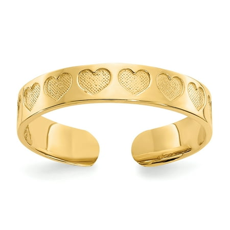 14K Yellow Gold 3 MM Heart Toe Ring