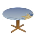 thumbnail image 3 of HAOXIT Decorative Fitted Table Cover for Round Tables, Starfish Decor Polyester Elastic Edged Table Cloth,Wavy Stripes Ocean Design Print Table Pad, Fit Round Table for Dining Room Table 54-58, 3 of 8
