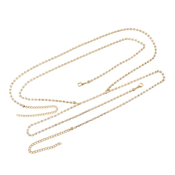 Cadena del cuerpo de las mujeres Joyas Bikini cinturo Cristal Cadena del vientre Oro Hugo collar de cadena del cuerpo