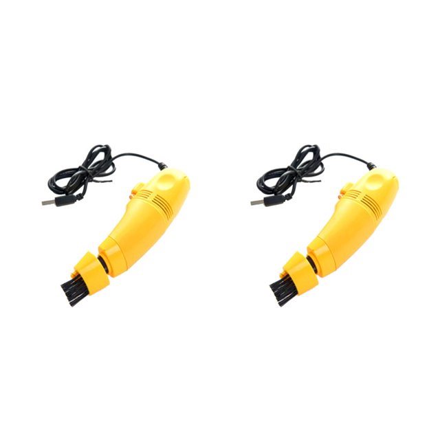 Yuarrent Mini limpiador de teclado USB, aspiradora para ordenador, cepillo para ordenador portátil, Kit de limpieza de polvo para ordenador Amarillo 2piezas