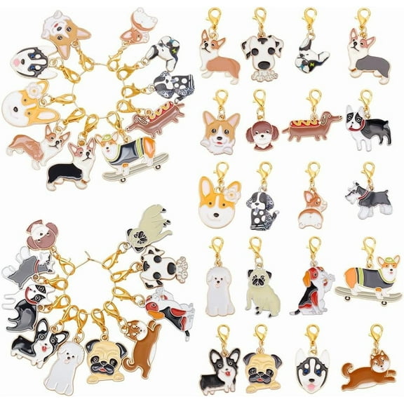 20Pcs Knit Stitch Marker Charm Cat Dog Crochet Markers Small Locking Stitch Markers Animal Leverback Knitting Charms Knitting Tools