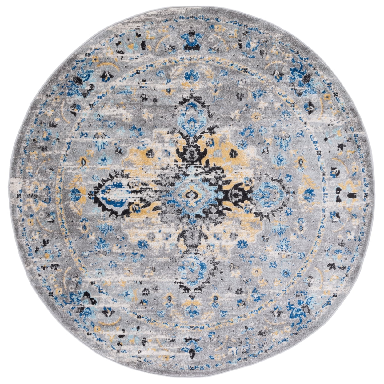 SAFAVIEH Madison Caden Floral Bordered Area Rug, Grey/Gold, 9' x 12'