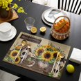 thumbnail image 3 of Farmhouse Sunflowers Placemats Set of 6, Western Star Vintage Sparrows Placemats for Dining Table, Place Mats for Kitchen Tabletop, Waterproof Wipeable Dining Table Mats Set, 3 of 9