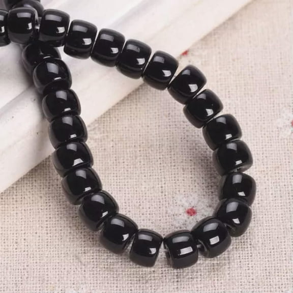 U8MO 30pcs Flat Round Cylinder 6x8mm Opaque Glass Loose Beads For Jewelry Making DIY-Jade White